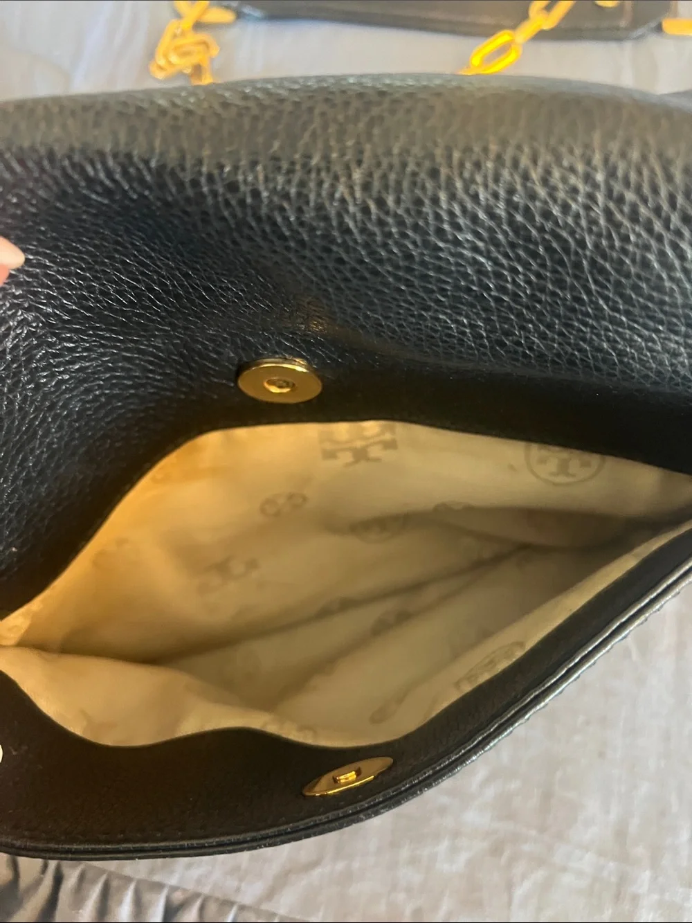 TORY BURCH with COA black crossbody/gold strap